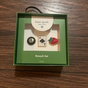 Kate Spade Black, White, and Red Brooch Trio